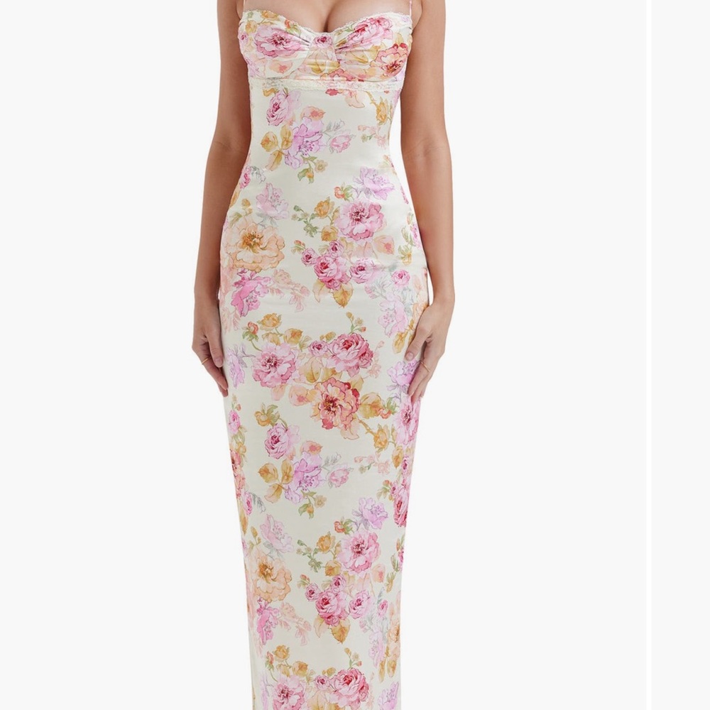 Floral Pink Strapless Dress